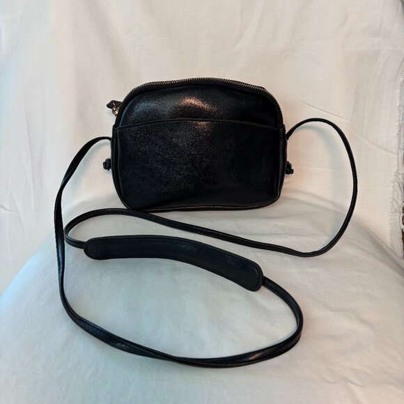 Black Vegan Leather Crossbody Camera Bag / Small Purse with Adjustable Strap - Picture 3 of 8